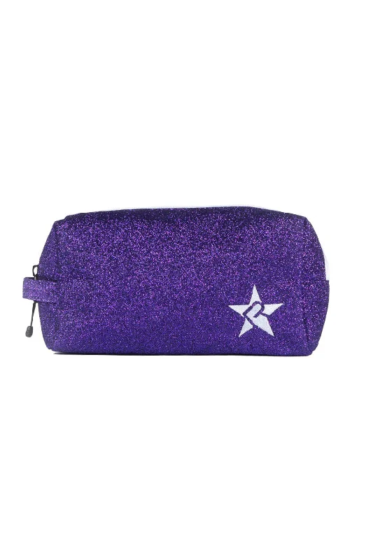 Makeup bag with a hidden anti-theft pocket for small valuablesAmethyst Rebel Makeup Bag with White Zipper