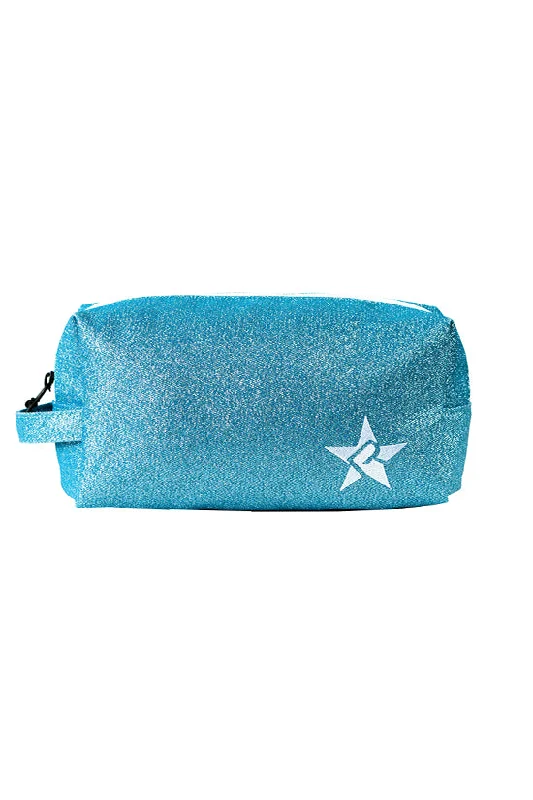 Canvas makeup bag with a cute animal print for a fun lookArctic Blue Rebel Makeup Bag with White Zipper