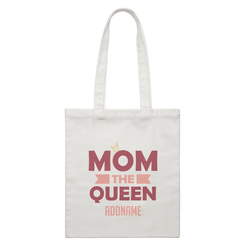 Canvas crossbody bag with a geometric pattern and a zip - up front pocketAwesome Mom 2 Mom The Queen Addname White Canvas Bag