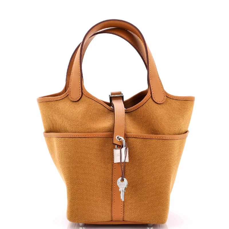 Leatherette bucket bag with a quilted texture for a sophisticated appearanceCargo Picotin Lock Bag Canvas and Swift PM