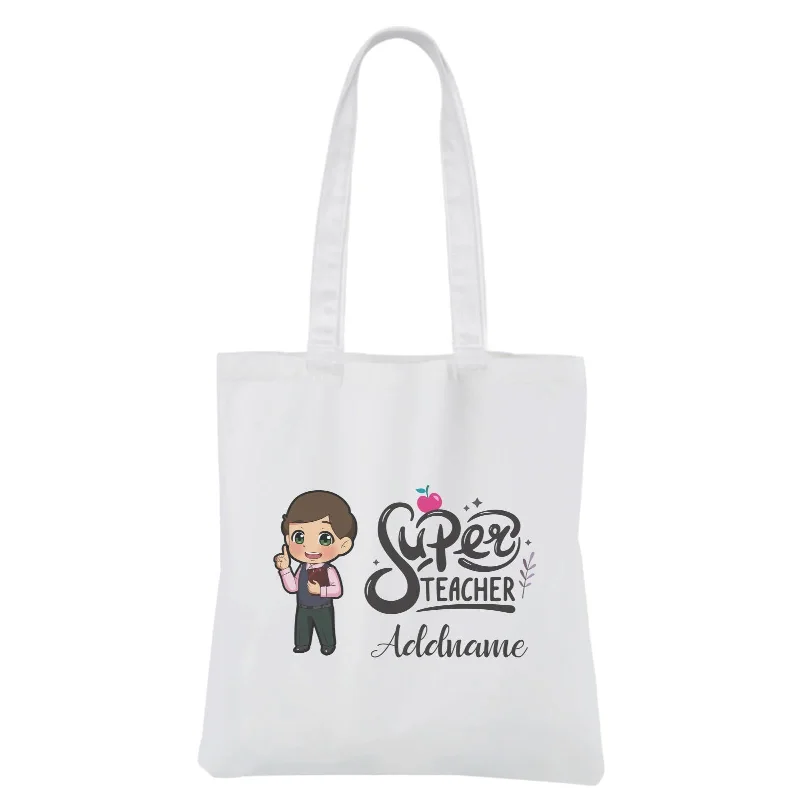 Canvas waist bag with a quick - release buckle and a compact sizeChibi Super Teacher Chinese Male Teacher White Canvas Bag