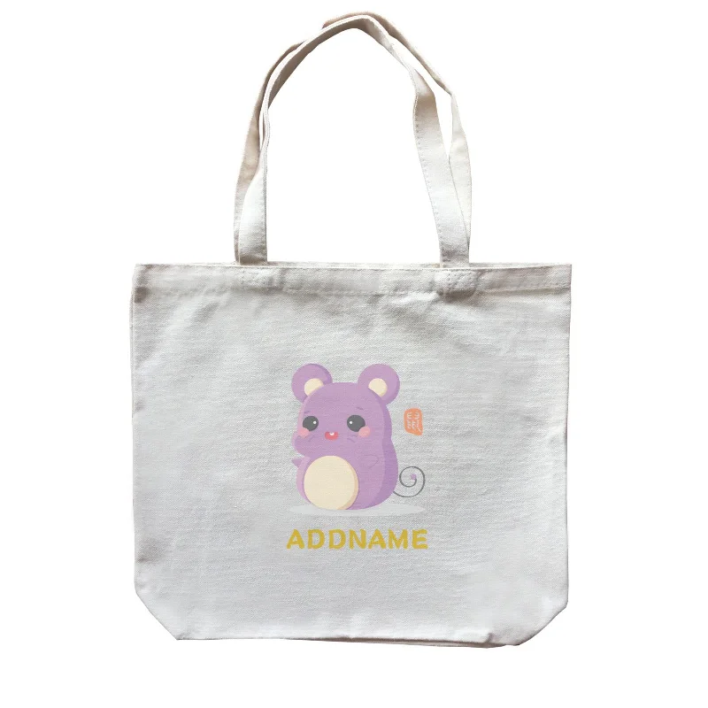 Canvas picnic bag with a set of plates and utensils includedChinese New Year Cute Twelve Zodiac Animals Rat Addname Canvas Bag