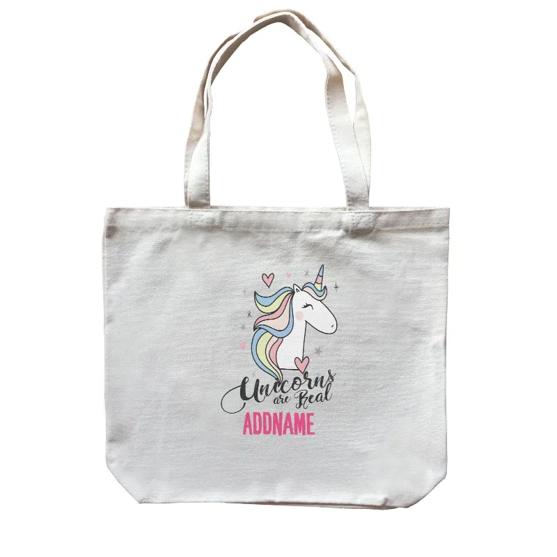 Canvas duffel bag with a drawstring closure and a large capacity for travelCool Vibrant Series Unicorns Are Real Addname Canvas Bag