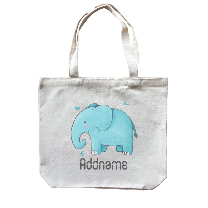 Canvas waist bag with a quick - release buckle and a compact sizeCute Hand Drawn Style Elephant Addname Canvas Bag