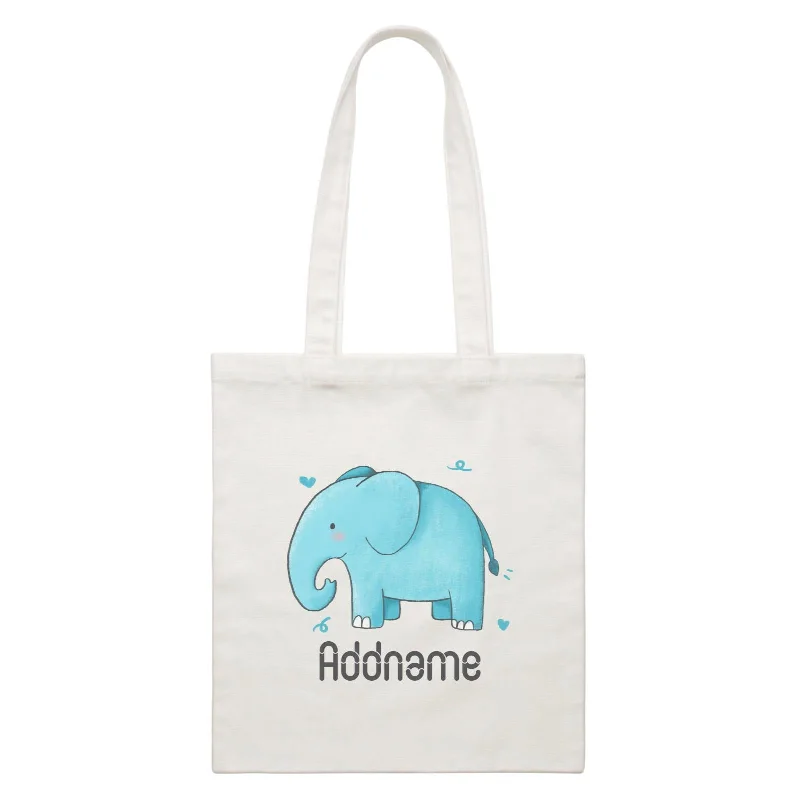 Canvas tool bag with multiple compartments and a durable constructionCute Hand Drawn Style Elephant Addname White Canvas Bag