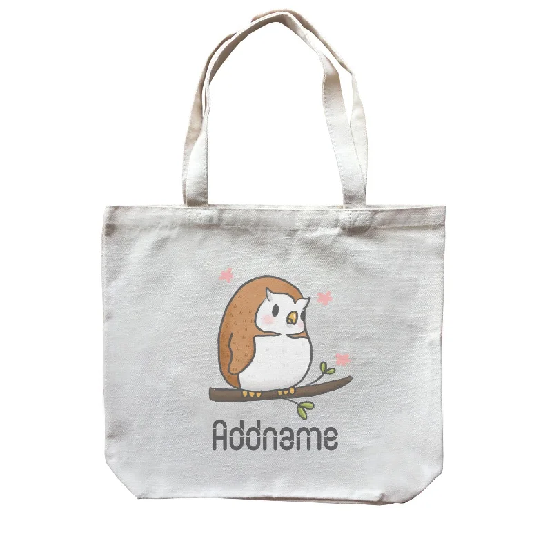 Canvas duffel bag with a drawstring closure and a large capacity for travelCute Hand Drawn Style Owl Addname Canvas Bag