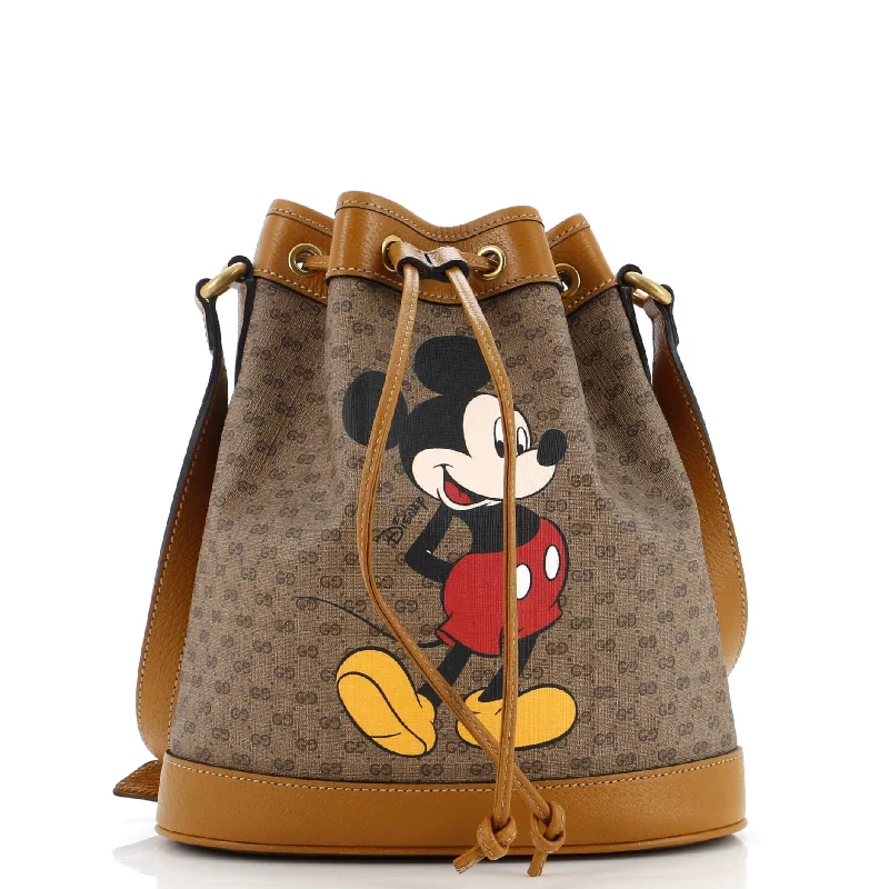 Faux fur bucket bag with a fluffy exterior for winter fashionDisney Mickey Mouse Bucket Bag Printed Mini GG Coated Canvas