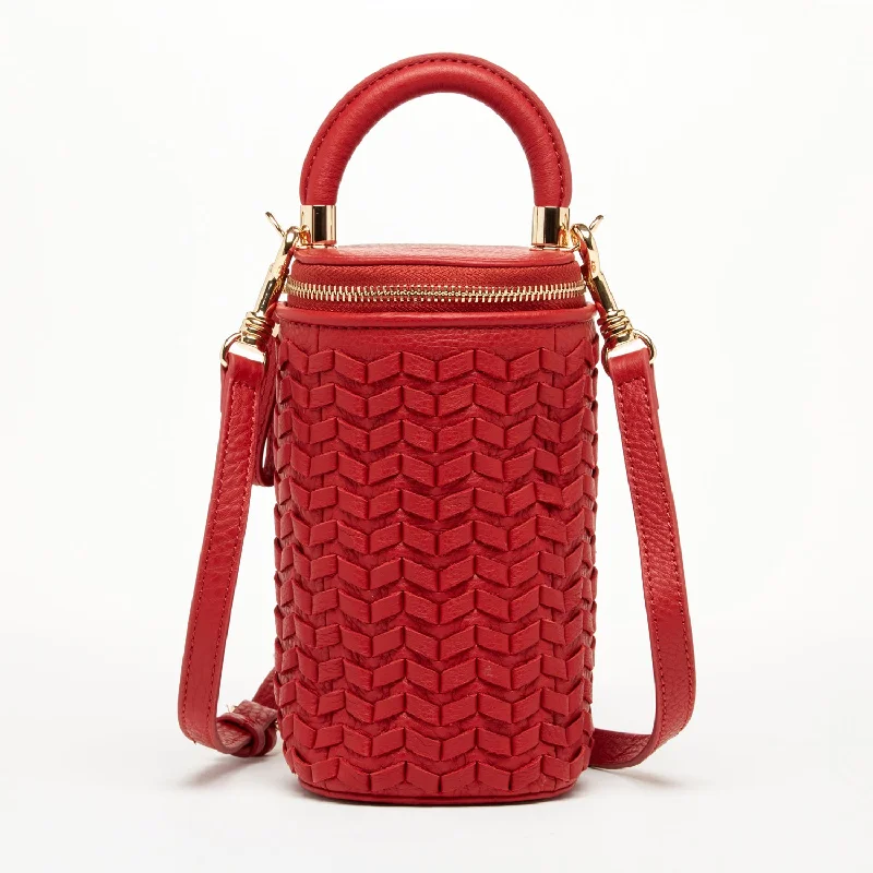 Studded bucket bag with a punk - rock vibeElsa Small Leather Crossbody Bag Red