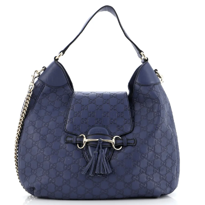 Quilted hobo bag with a diamond pattern for a classic aestheticEmily Hobo Guccissima Leather Medium