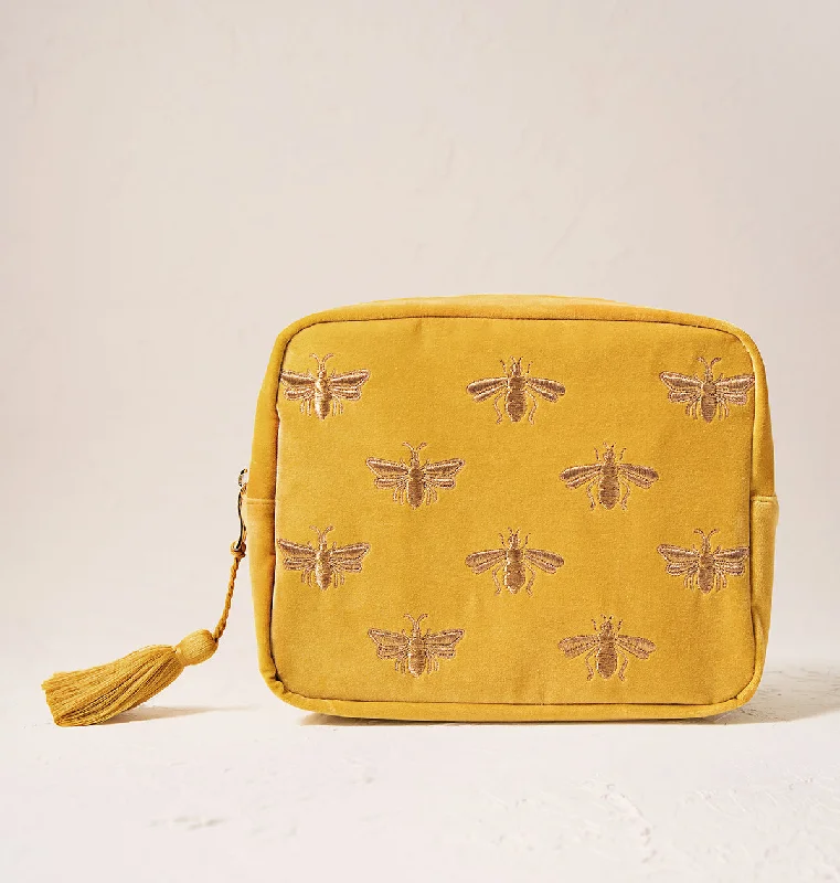 Makeup bag with a hidden anti-theft pocket for small valuablesHoney Bee Wash Bag