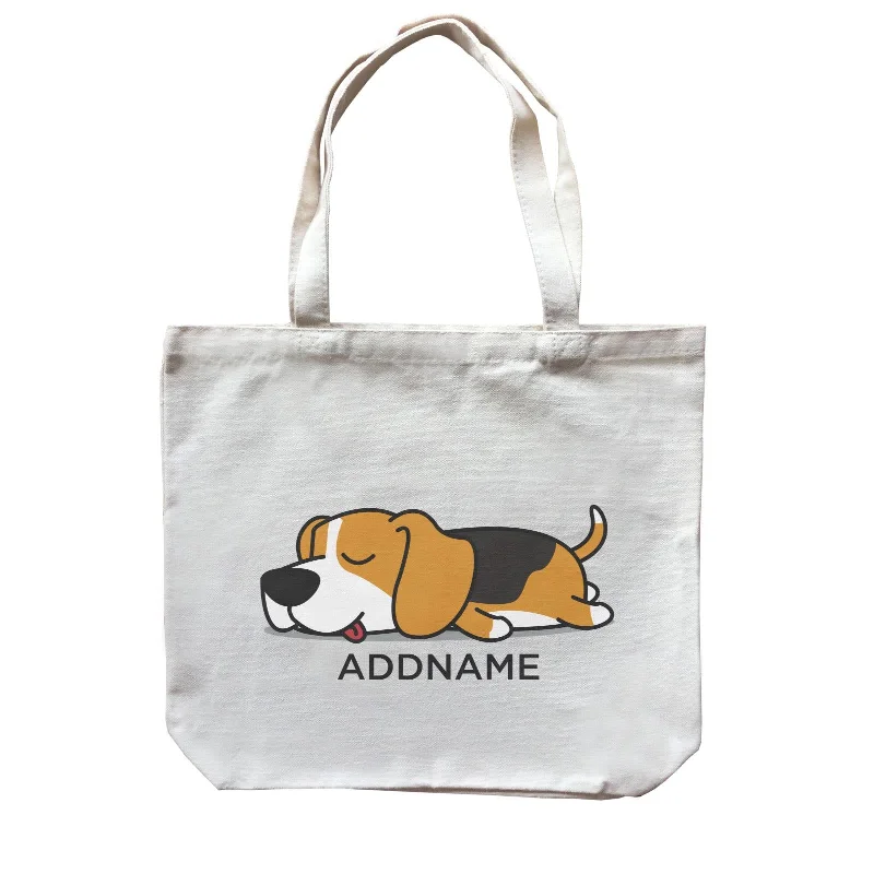 Canvas sports bag with a ventilated shoe compartment and a large main pocketLazy Beagle Dog Addname Canvas Bag