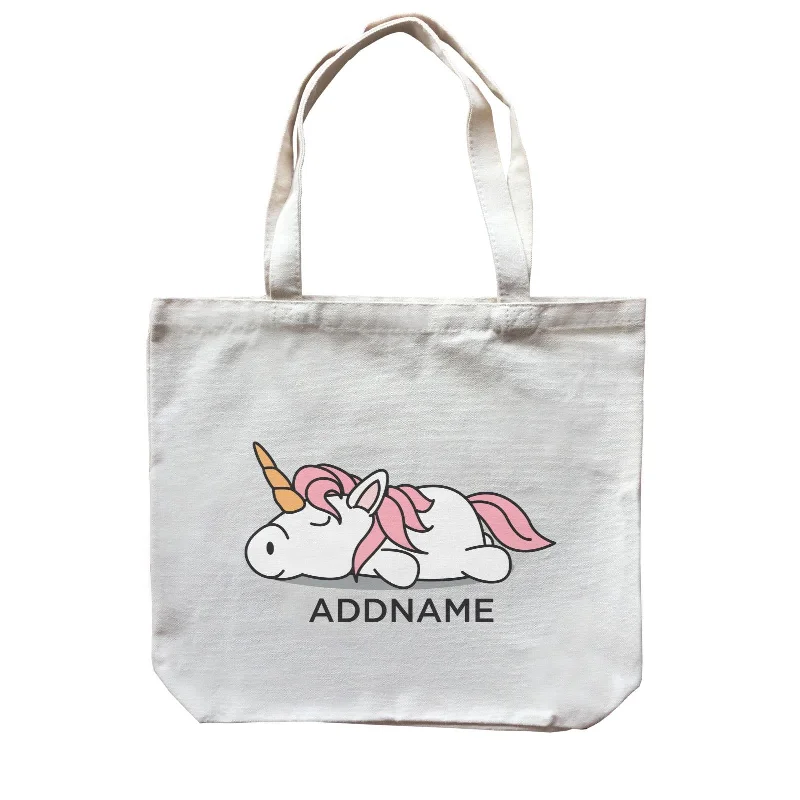 Canvas camera bag with a padded interior and adjustable dividersLazy Pink Unicorn Addname Canvas Bag