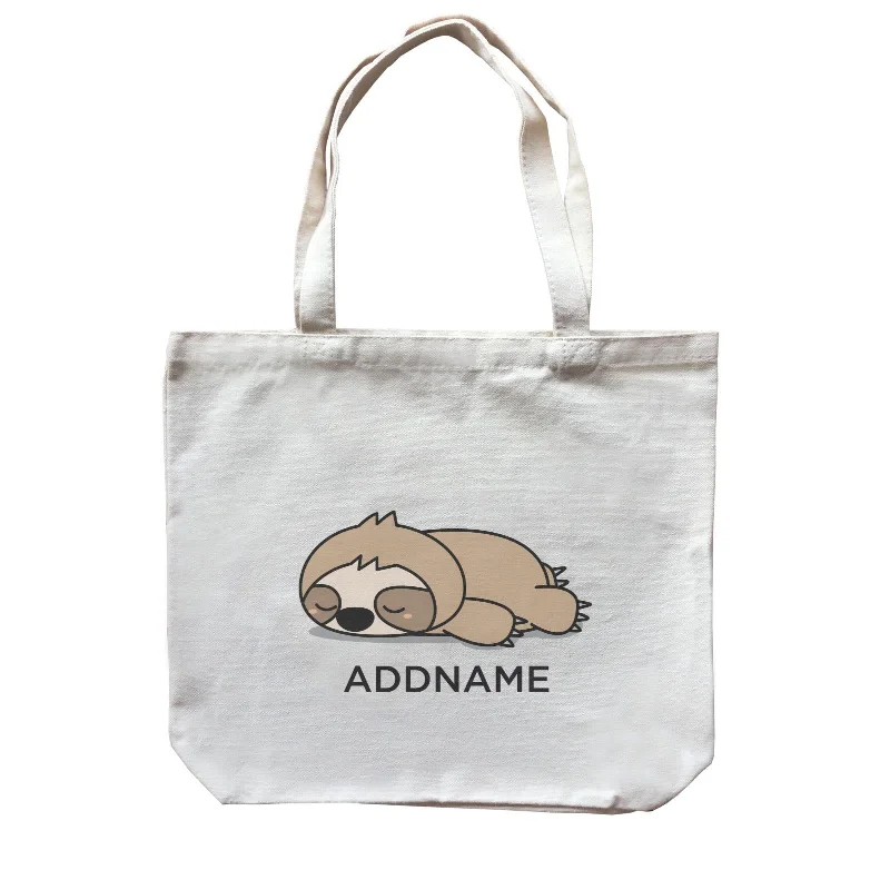 Canvas handbag with a tassel detail and a magnetic snap closureLazy Sloth Addname Canvas Bag