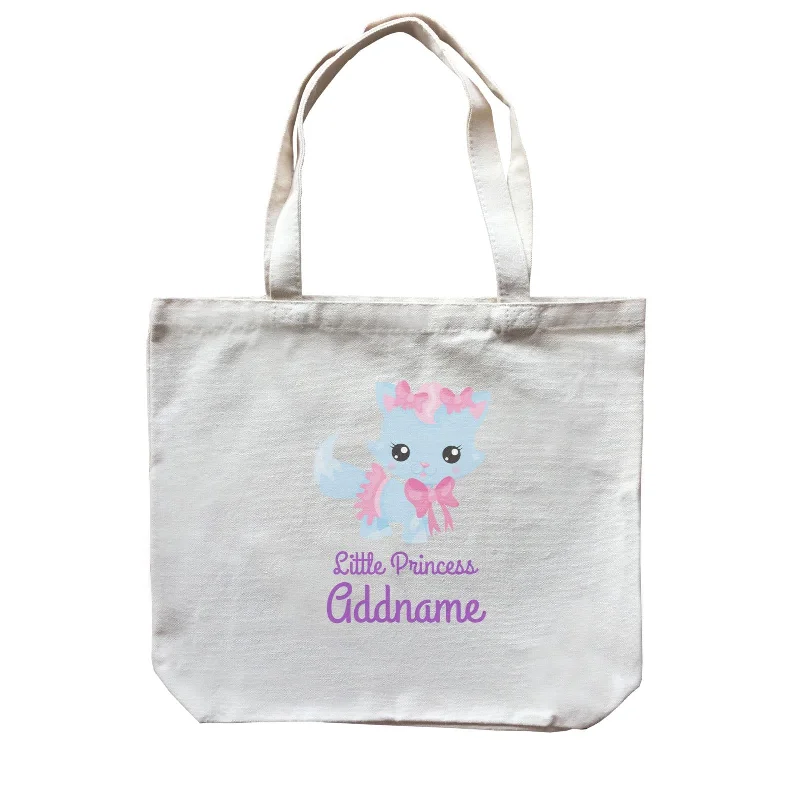 Canvas tool bag with multiple compartments and a durable constructionLittle Princess Pets Blue Cat with Pink Ribbons Addname Canvas Bag