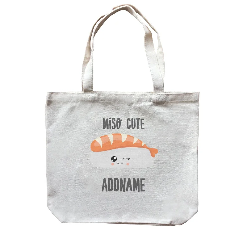 Canvas camera bag with a padded interior and adjustable dividersMiso Cute Salmon Sushi Addname Canvas Bag