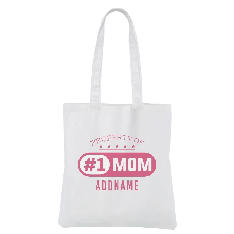 Canvas duffel bag with a drawstring closure and a large capacity for travelMother's Day - #1 Mom White Canvas Bag