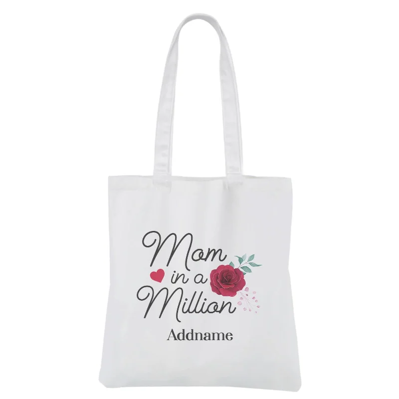 Canvas gift bag with a tissue paper insert and a ribbon handle[MOTHER'S DAY 2021] Mom In A Million White Canvas Bag