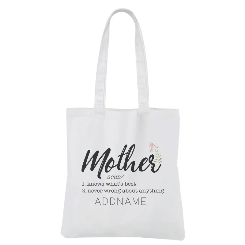 Canvas picnic bag with a set of plates and utensils includedMother's Day - A Mother's Meaning White Canvas Bag