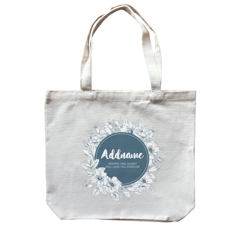 Canvas camera bag with a padded interior and adjustable dividersNavy Blue Flower Wreath Personalizable with Name and Text Canvas Bag