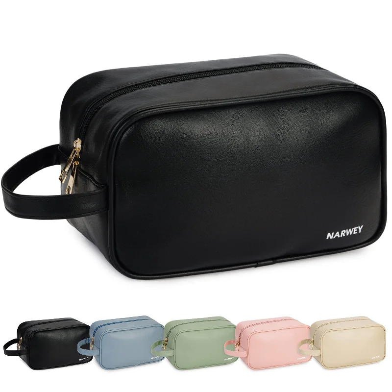 Plus-size makeup bag with an extra-large capacity for storing all makeup essentialsPU Leather Travel Toiletry Bag Dopp Kit