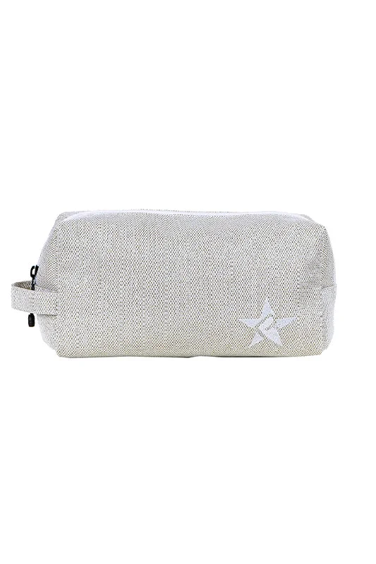 Vegan leather makeup bag made from recycled materials for eco-friendlinessDiamondNet™ in Champagne Rebel Makeup Bag with White Zipper