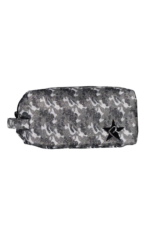 Makeup bag with a large mirror and elasticized pockets for organizationDiamondNet™ in Recon Camo Rebel Makeup Bag with Black Zipper