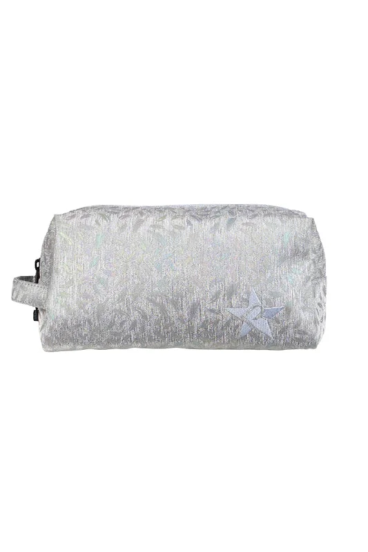 Studded makeup bag with a punk-rock edgeFeather in Opalescent Rebel Make up Bag with White Zipper