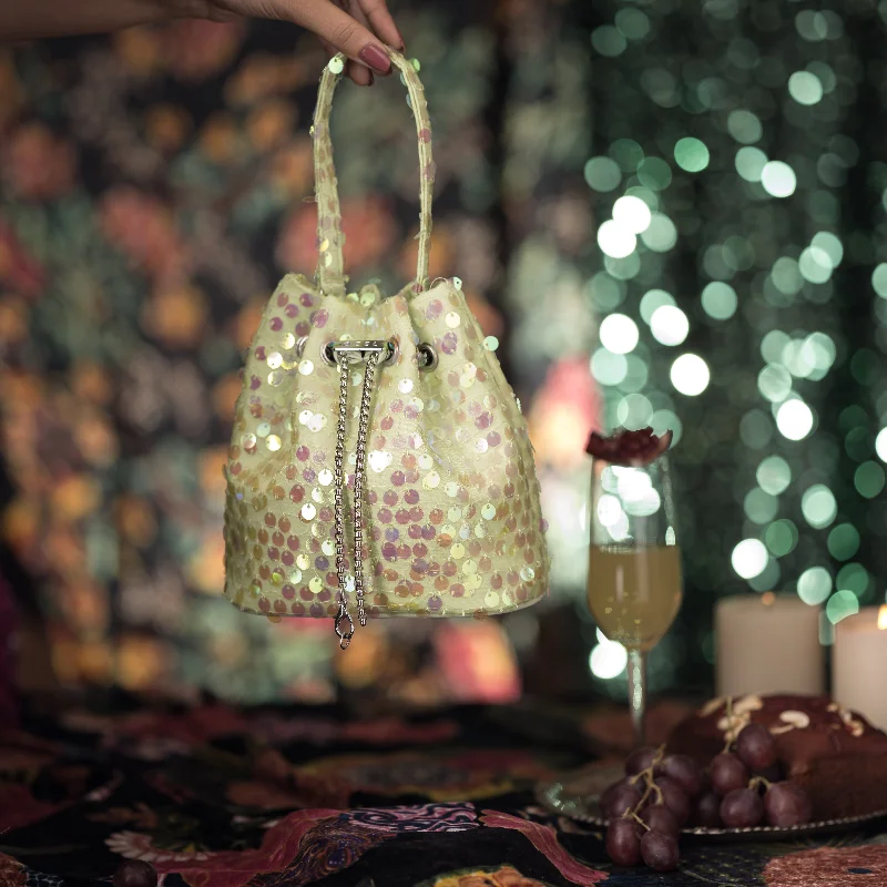 Women's leather bucket bag with a hand - painted floral design for a unique touchAdore Sequin Bucket Bag