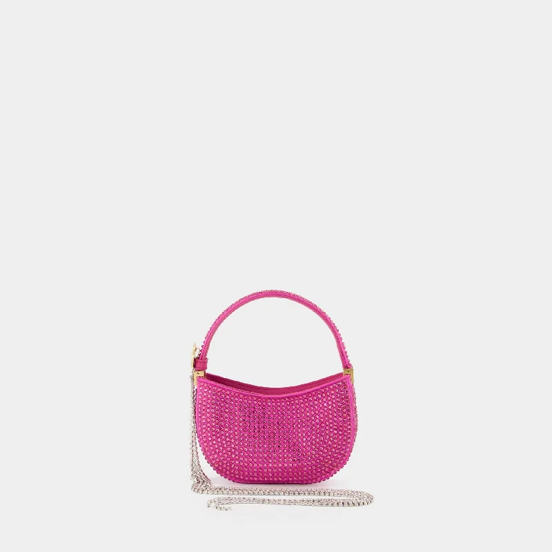 Faux fur hobo bag with a fluffy texture for a winter fashion statementMicro Vesna  Hobo Bag - Magda Butrym - Pink - Strass