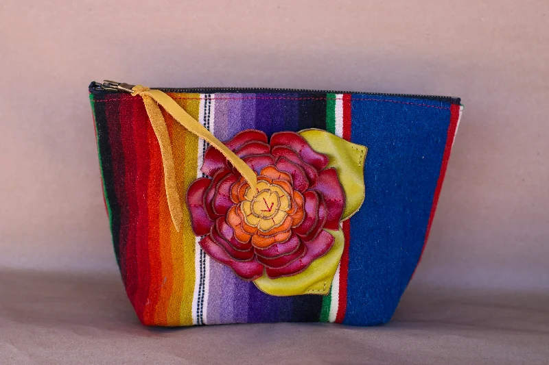 Embroidered makeup bag with colorful beads and sequins for a unique designSerape Makeup Bag