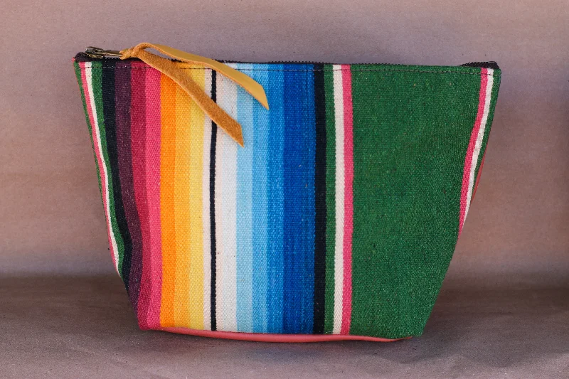 Color-blocked makeup bag with bold primary colors for a trendy styleSerape Makeup Bag