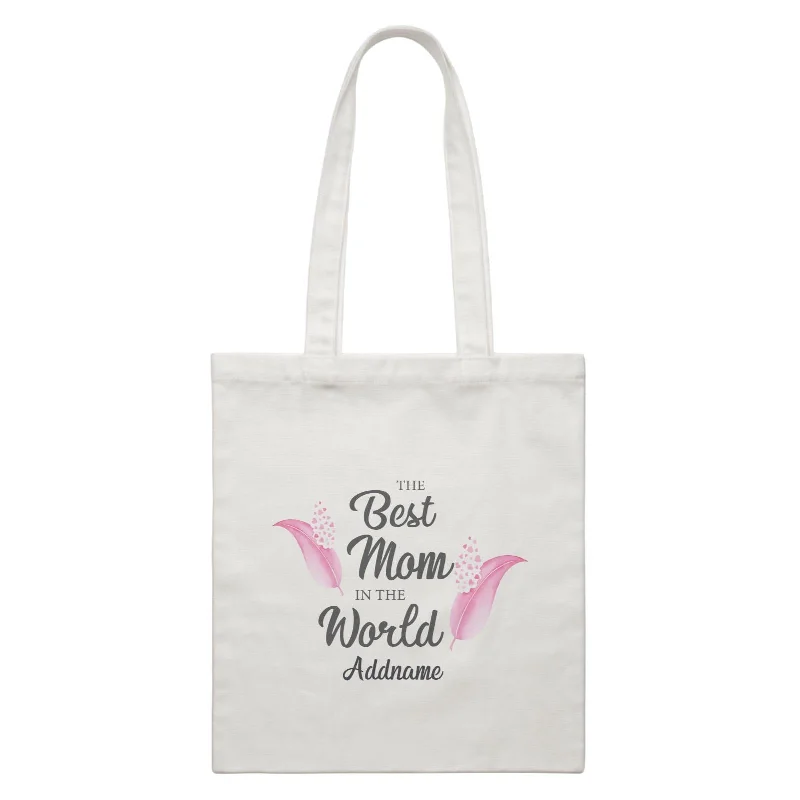 Canvas tool bag with multiple compartments and a durable constructionSweet Mom Quotes 1 Love Feathers The Best Mom In The World Addname Accessories White Canvas Bag