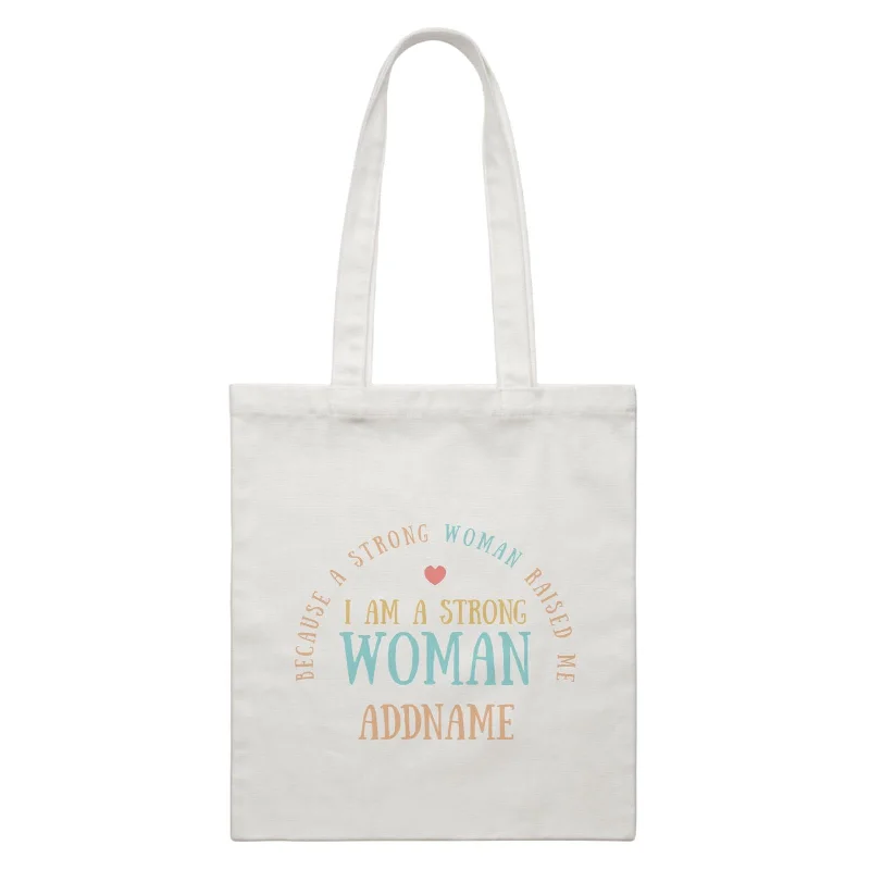 Men's canvas messenger bag with a waterproof coating and multiple pocketsSweet Mom Quotes 2 I Am A Strong Woman Because A Strong Woman Raised Me Addname Accessories White Canvas Bag