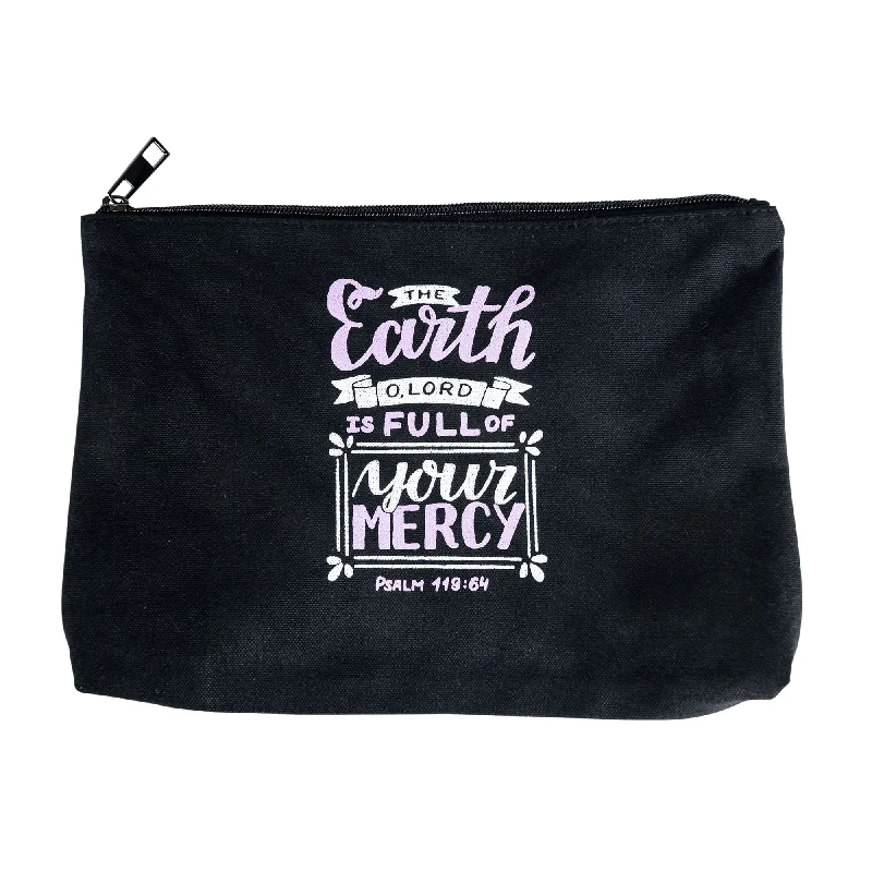 Soft velvet makeup bag in a rich purple color for a touch of luxuryThe Earth O Lord Canvas Bag (black)