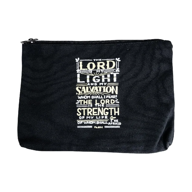 Makeup bag with a hidden anti-theft pocket for small valuablesThe Lord is my Light Canvas Bag (black)