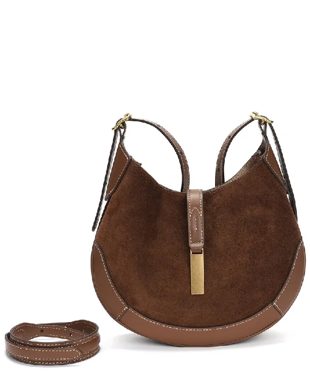 Hobo bag with a magnetic snap closure for easy accessTiffany & Fred Paris Suede & Leather Hobo Bag