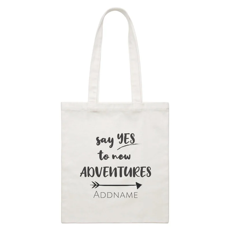 Canvas wine tote with a foam insert to protect bottlesTravel Quotes Say Yes To New Adventures Addname White Canvas Bag