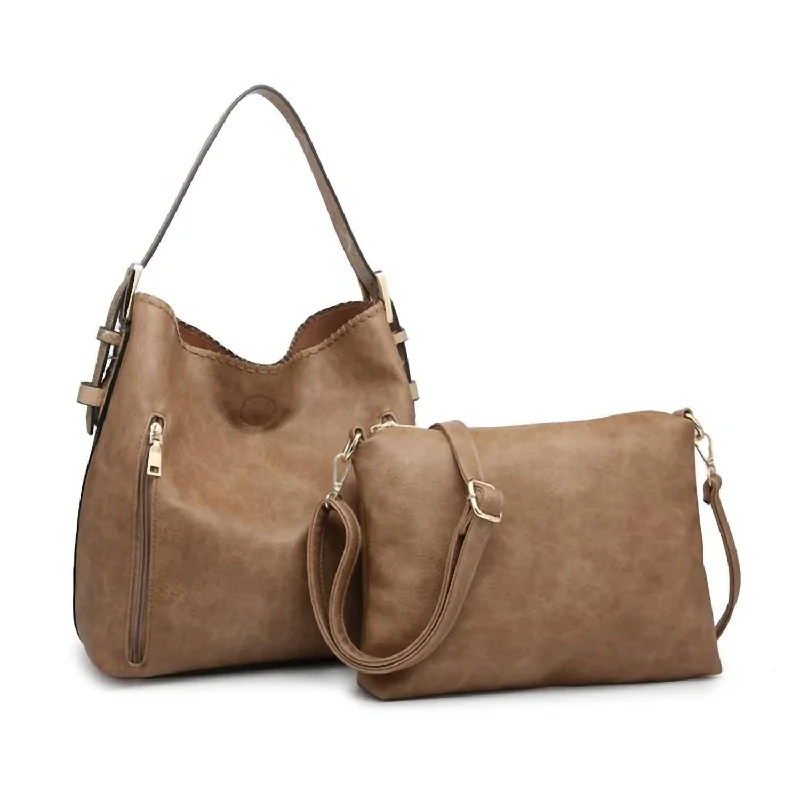 Lightweight nylon hobo bag with a waterproof coating for outdoor useWomen's Alexa Hobo Bag In Python Taupe