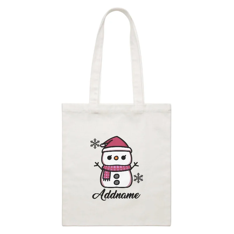 Canvas laptop bag with a padded sleeve and a zip - around closureXmas Little Girl Snowman White Canvas Bag