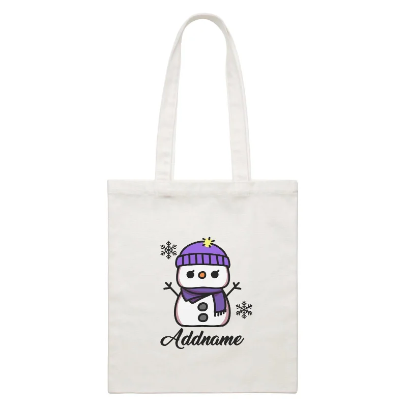 Canvas gift bag with a tissue paper insert and a ribbon handleXmas Mama Snowman White Canvas Bag