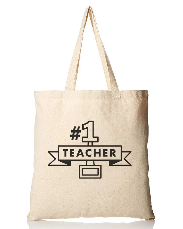 Tote bag with multiple internal compartments and a zippered pocket for organization#1 Teacher Customizable Tote Bag - Teacher's Tote Bags