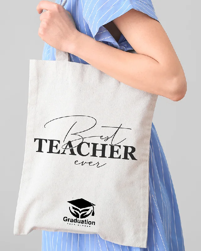 Vintage-inspired leather tote bag with a classic monogram for a timeless appealBest Teacher Ever Rule Customizable Tote Bag - Teacher's Tote Bags