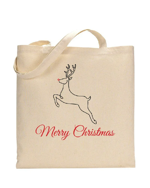 Tote bag with multiple internal compartments and a zippered pocket for organizationChristmas Deer Merry Christmas Tote Bag - Christmas Bags