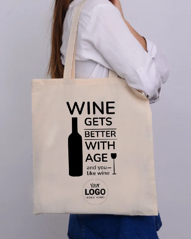 Faux fur-lined tote bag for a cozy winter accessoryWine Gets Better With Age And You Like Wine Design - Winery Tote Bags