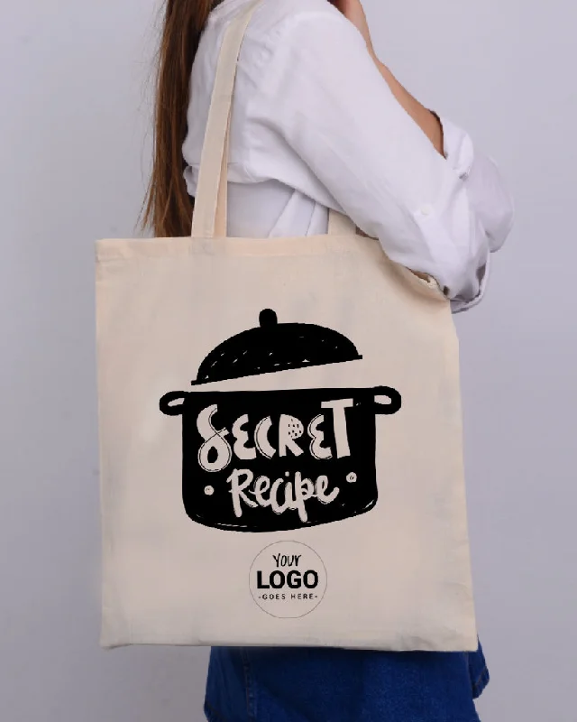 Tote bag with a detachable pouch for easy access to small itemsSecret Recipe Design - Bakery Tote Bags