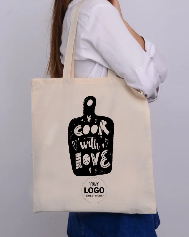 Tote bag with a detachable pouch for easy access to small itemsCook With Love Design - Bakery Tote Bags