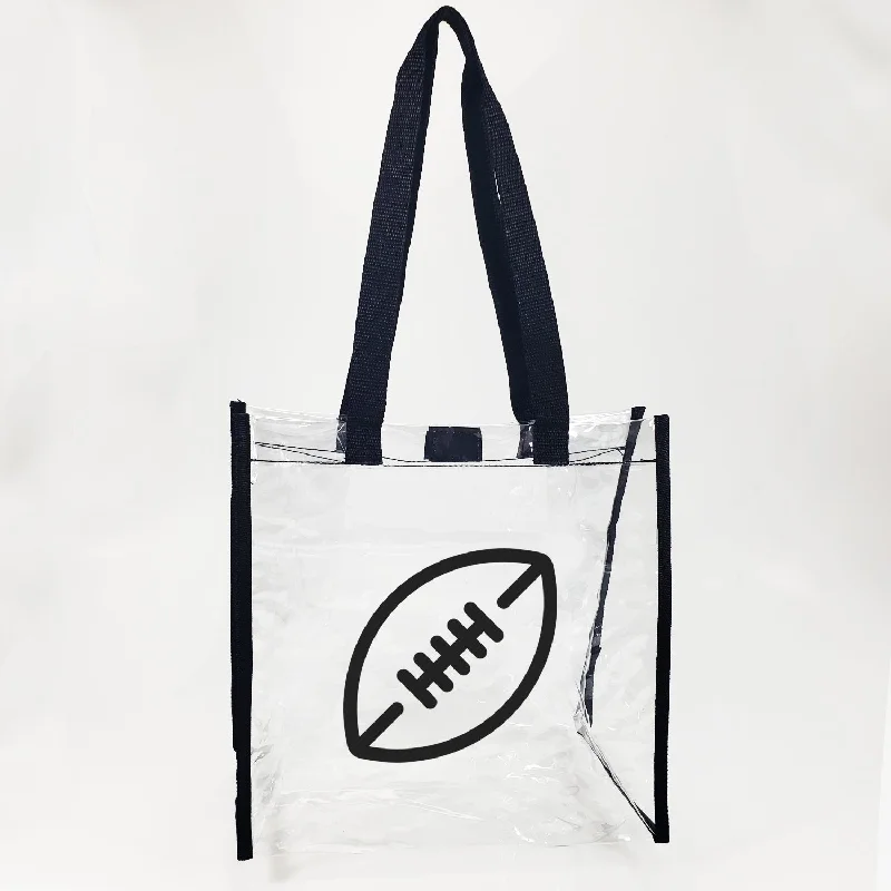 Tote bag with a detachable pouch for easy access to small itemsCustom Clear Tote Bag for Stadium with Hook and Loop Closure - Clear Tote Bags With Your Logo - ST3121