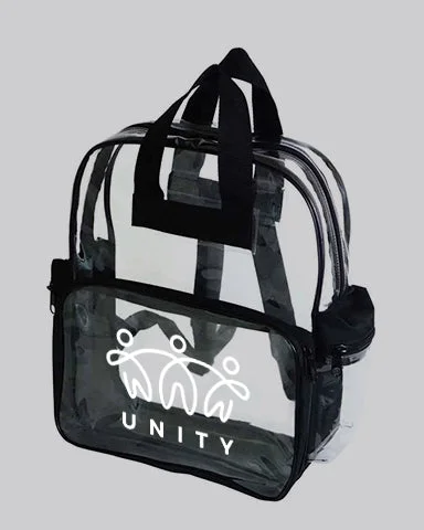 Vegan leather tote bag made from sustainable materials for eco-conscious consumersCustom Heavy Vinyl Polyester Clear Backpack - Backpack With Your Logo - CBP3121