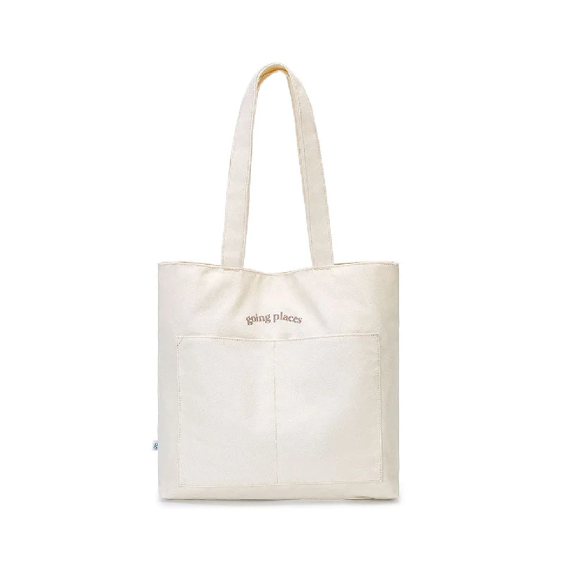 Tote bag with a hidden anti-theft pocket and RFID-blocking liningGoing Places Tote (Cream)