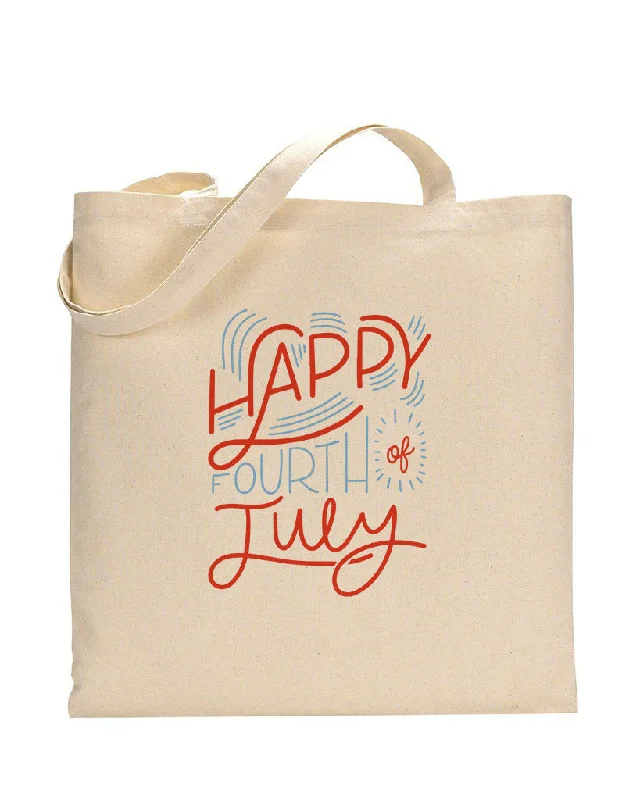 Convertible tote bag that can be worn as a shoulder or cross-body bagHappy Fourth July Tote Bag - 4th Of July Tote Bags